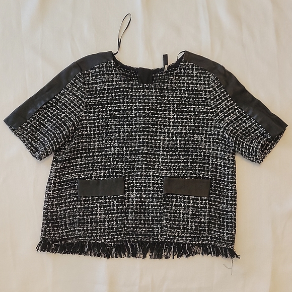 Zara trf Tops - Zara trf Black and White Women's Tweed Top Size M